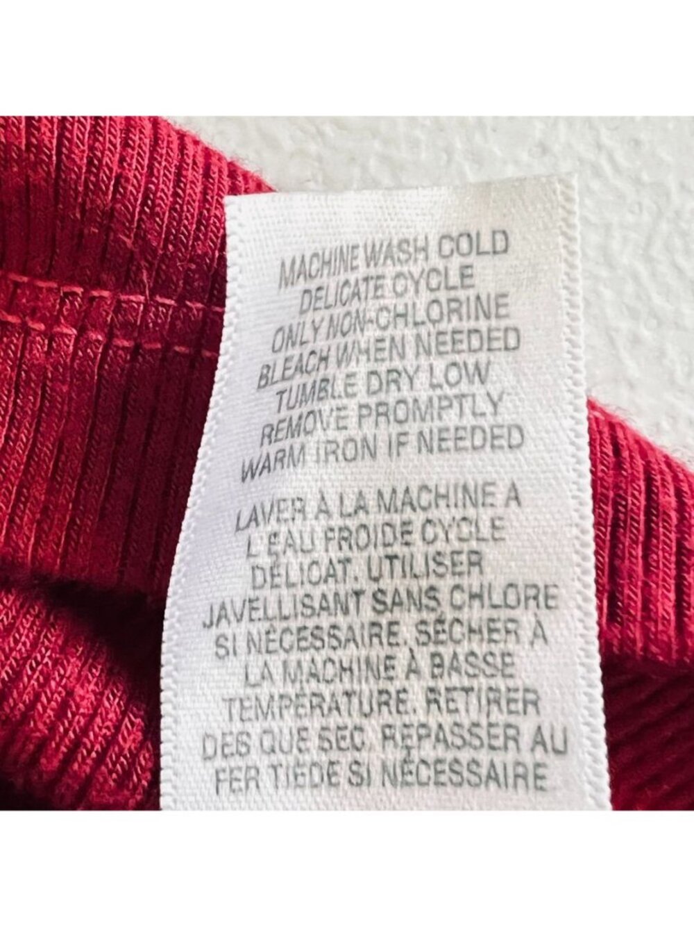 Oxblood Red Ribbed Long Sleeve Soft Stretch Fitted Layering Tee Minimalist Sz S - Picture 5 of 11